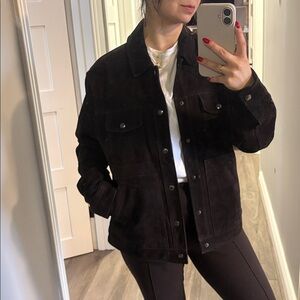 BANANA REPUBLIC Relaxed Suede Trucker Jacket Chocolate